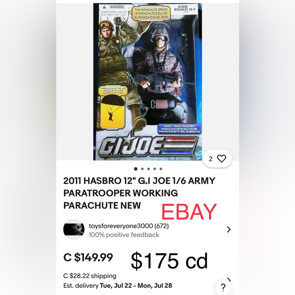 VINTAGE G.I. Joe Army Paratrooper Action Figure, 2011 COLLECTORS